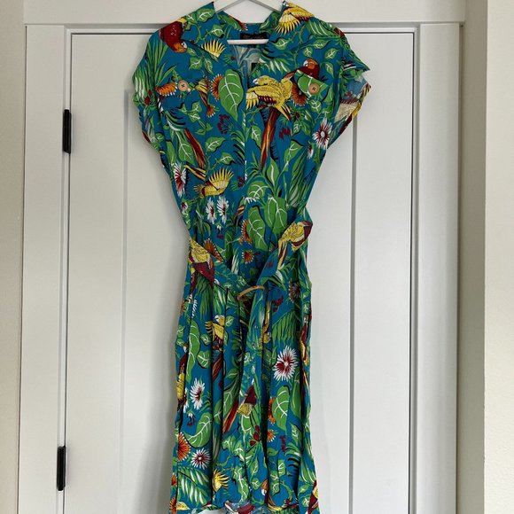 30s Sport Dress Jungle Parrots Pattern | Trashy Diva - Picture 4 of 5